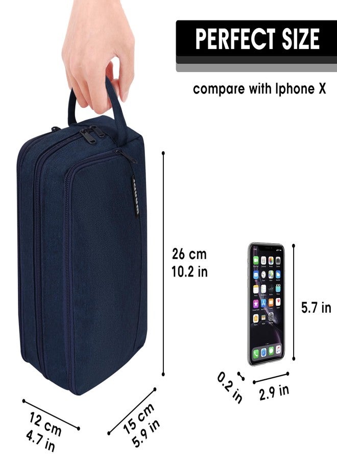 WANDF Toiletry Bag for Men Hanging Dopp Kit Water Resistant Shaving Bag Small Toiletry Bag for Traveling (Denim Pure Navy Blue) - Image 2